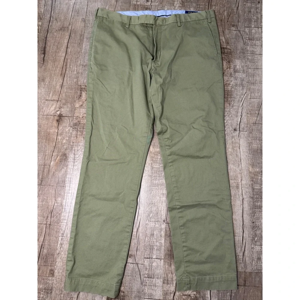 Polo Ralph Lauren Mens Stretch Slim Fit Chino Pants Olive Green 38/32 Trousers